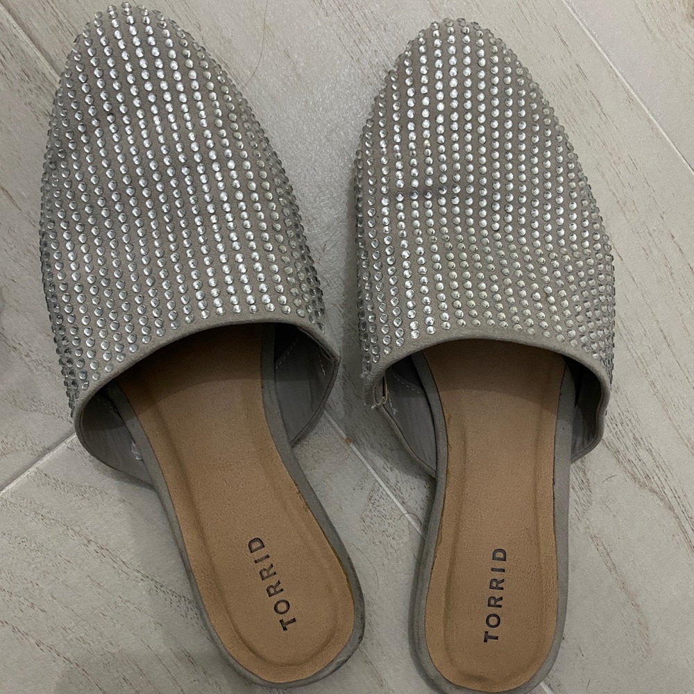 Torrid Rhinestone Sparkle Pointy Flat Mules Size 12W